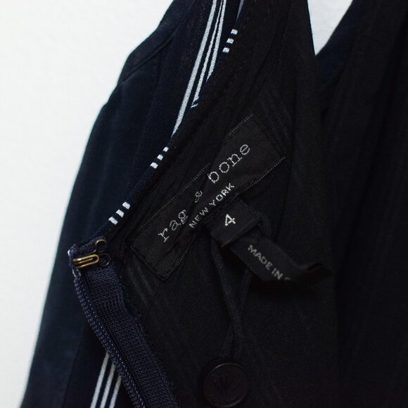 Rag & Bone Rosa Silk Navy Blue & White Striped Straight Leg Jumpsuit Size 4 - Picture 11 of 11